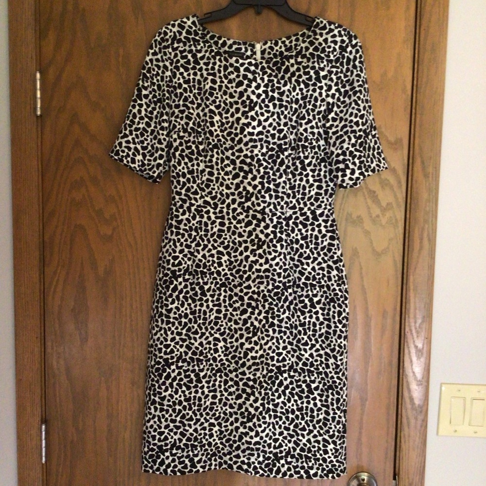Talbots Black and White Animal Print Dress SZ 8  Like New!
